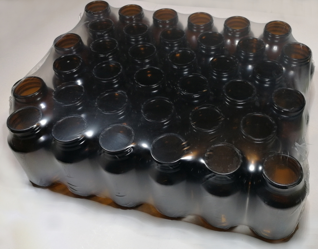 39er Packung, Weithalsglas, 150 ml aus hochwertigem Braunglas (mit Deckel)