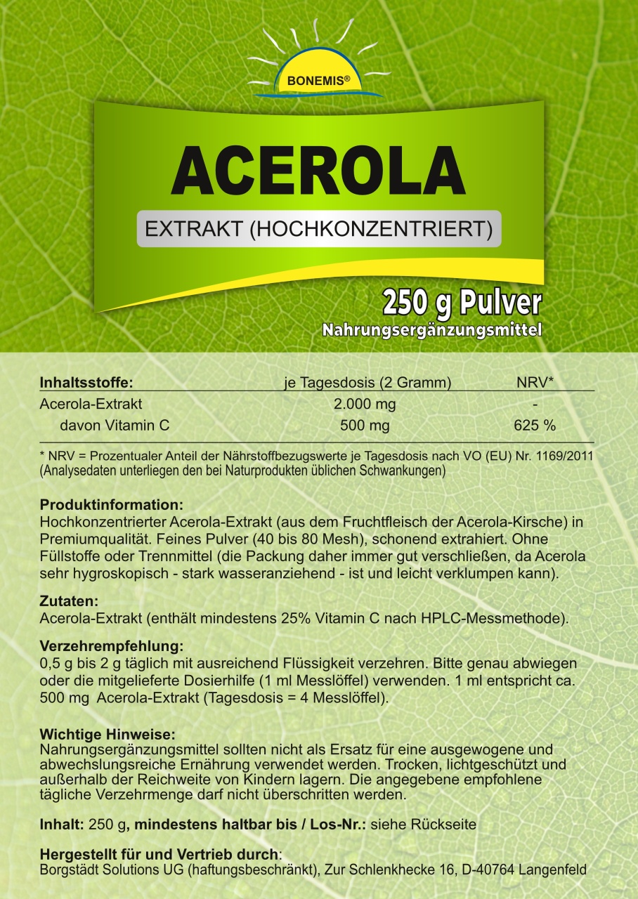 Acerola Extrakt Etikett
