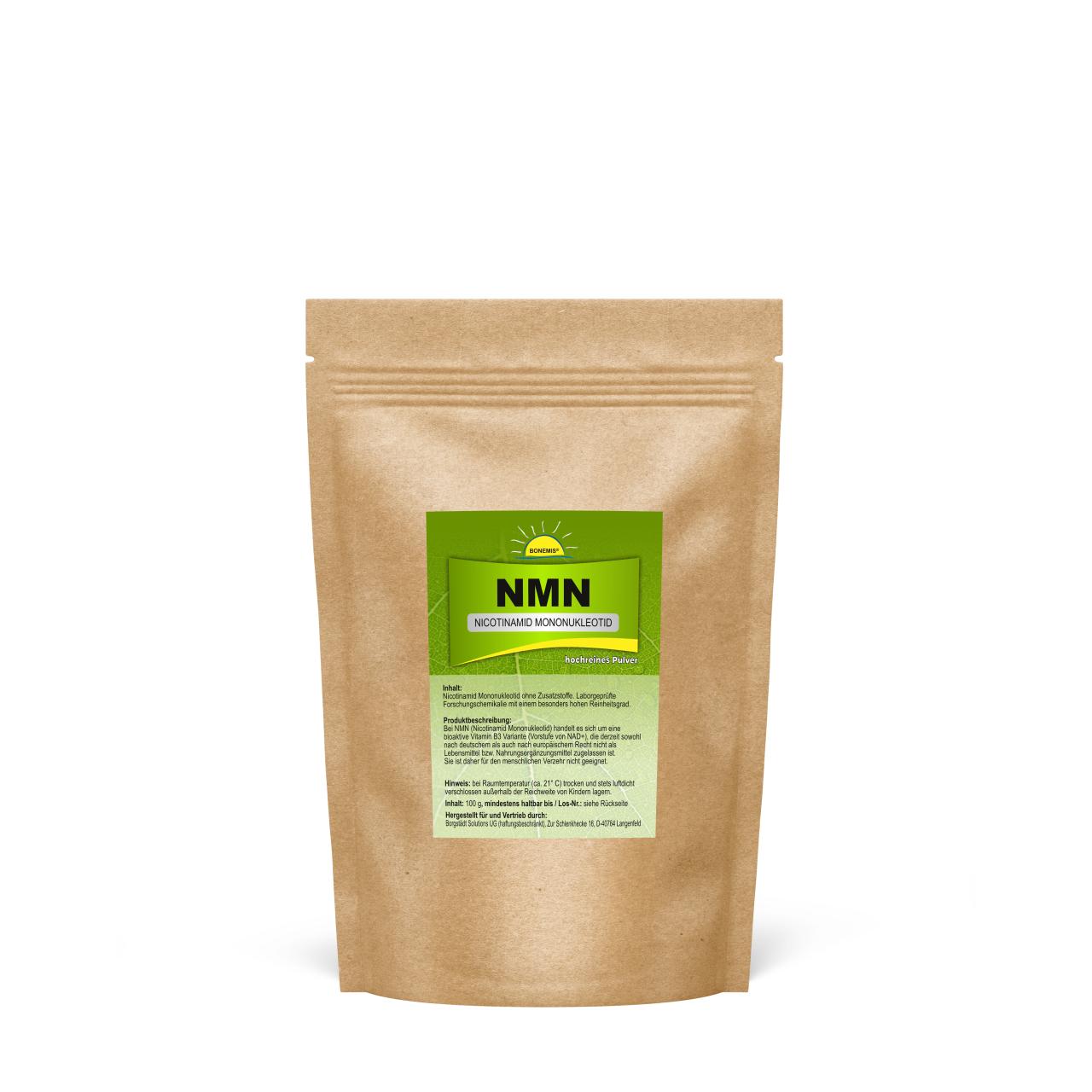 Bonemis® NMN (Nicotinamid Mononukleotid), hoher Reinheitsgrad (laborgeprüft), ohne Zusatzstoffe, 100 g Pulver im Beutel