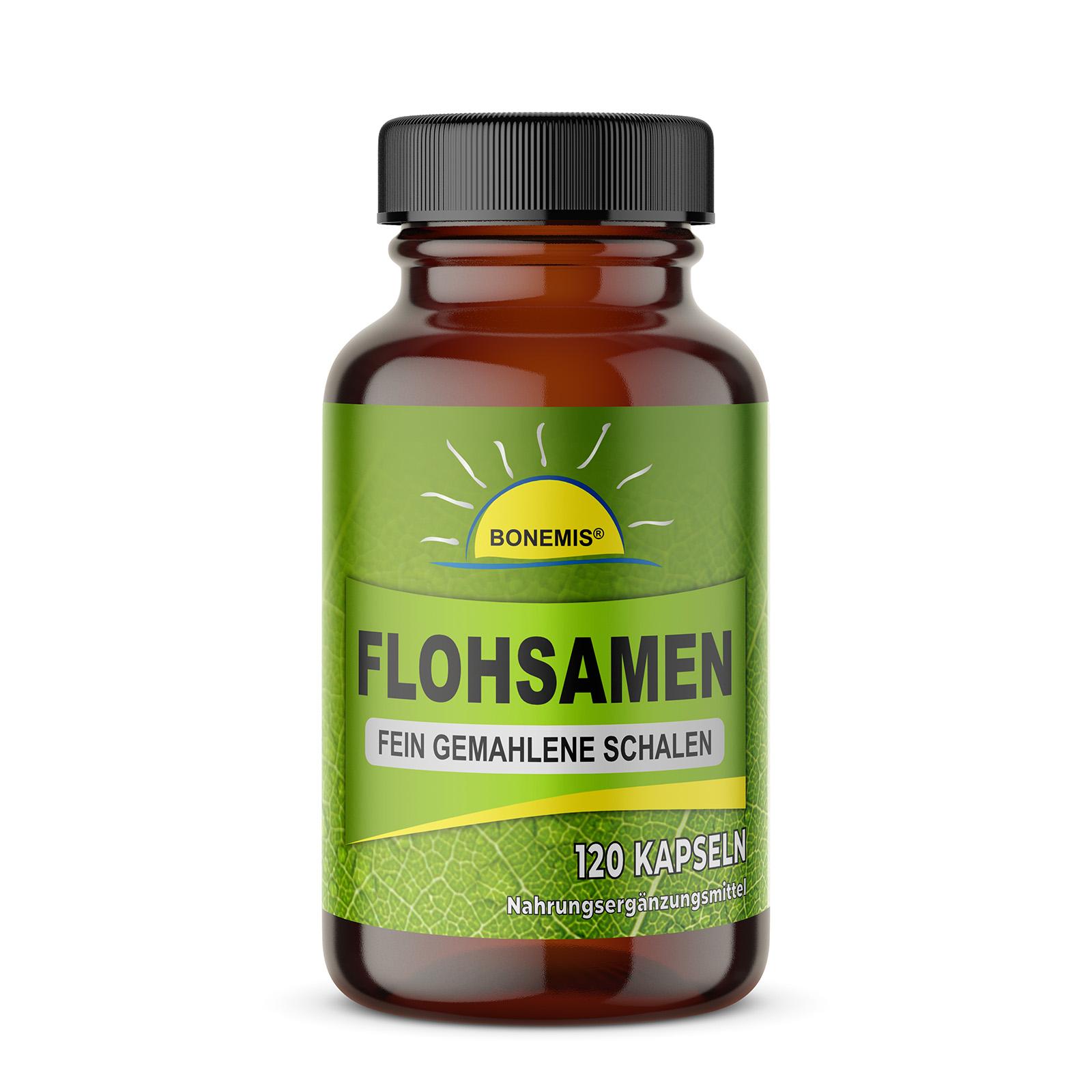 Bonemis® Flohsamen Kapseln (fein gemahlene Flohsamenschalen), ohne Zusätze, Kapseln à 500 mg