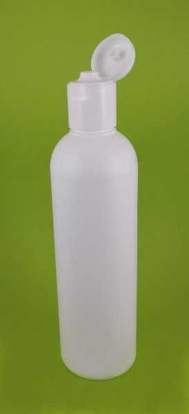 HDPE 300 ml Rundflasche, weiß, Flip Top, DMSO-tauglich