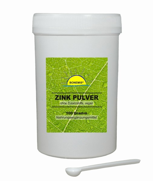 Bonemis® Zink Pulver, Premiumqualität ohne Zusatzstoffe, 100 g in Dose, vegan