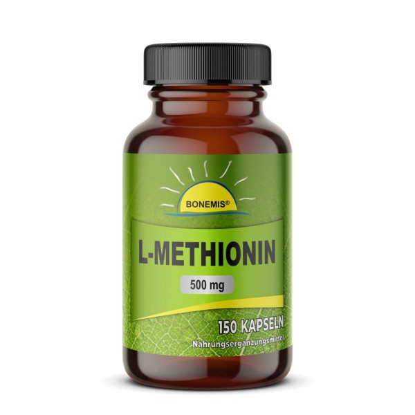 Bonemis® L-Methionin, 150 Kapseln à 500 mg, ohne Zusatzstoffe, Premiumqualität im Glas