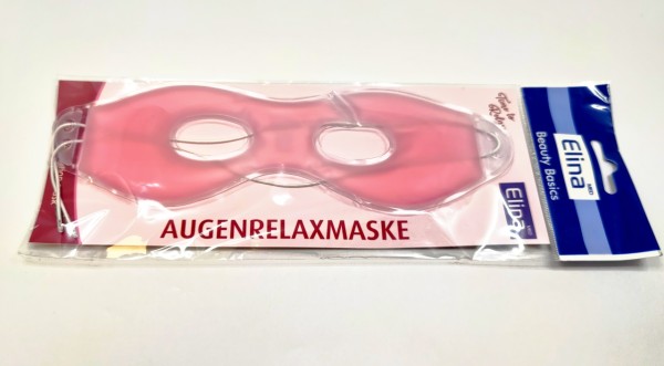 Augenrelaxmaske (Gel-Maske), ca. 24x7cm, rosa. Kalt oder warm anwendbar.