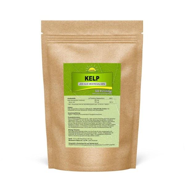 Bonemis® Kelp (Jod aus Meeresalgen), 500 Presslinge im Beutel. Premiumqualität aus der EU