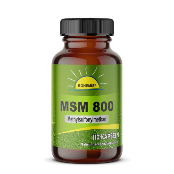 Bonemis® MSM, vegane Kapseln à 800 mg, Premium-MSM (99,95% Reinheitsgrad), 110 Stück im Glas