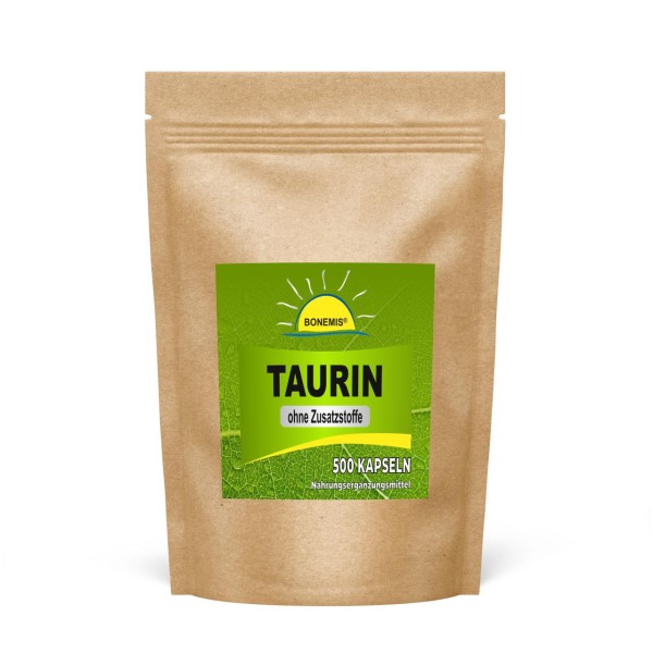 Bonemis® Taurin, 500 vegane Kapseln (Vorrats-/Nachfüllpack), Premiumqualität ohne Zusatzstoffe