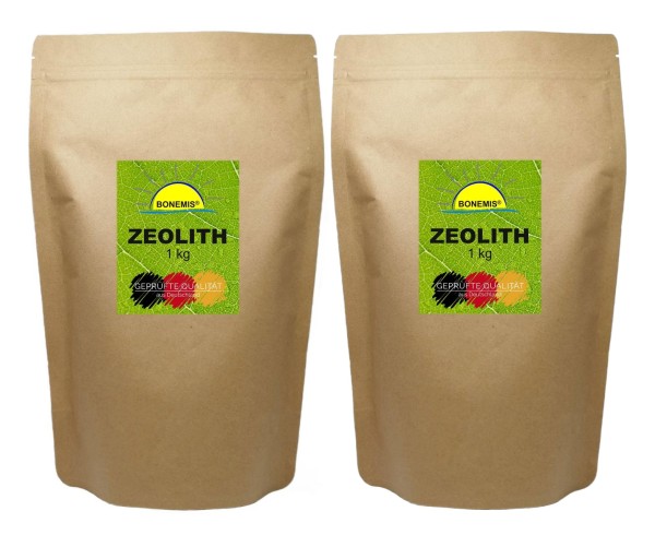 Sparpack Bonemis® Zeolith in Premium-Qualität. 2x 1 kg microfeines Pulver im Beutel